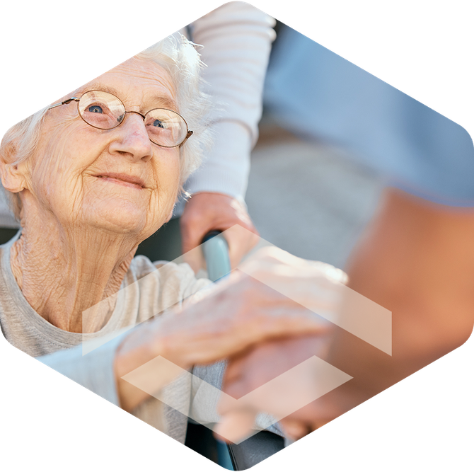 Caregiver with an elderly resident
